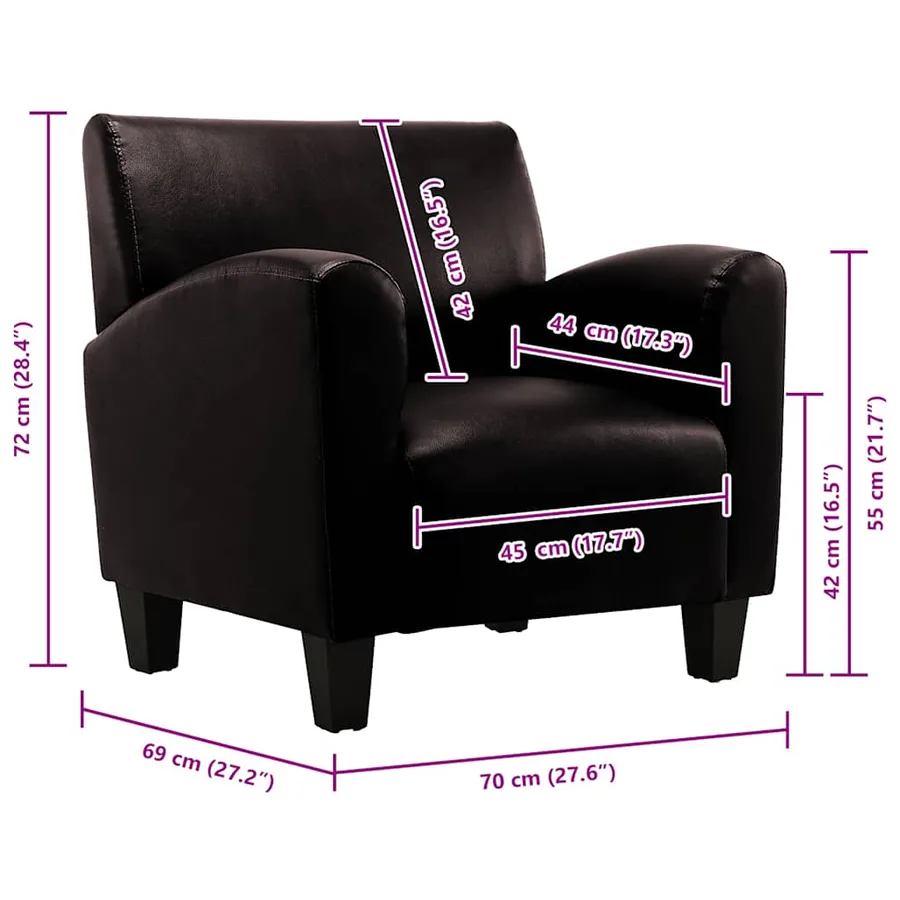 Chaise de canapé Marron foncé Similicuir - 8