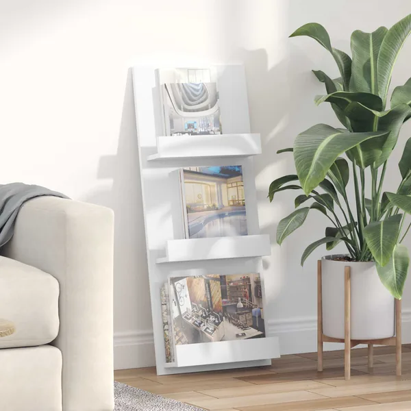 Étagère à magazines Blanc 43 x 11 x 102 cm Bois d'ingénierie