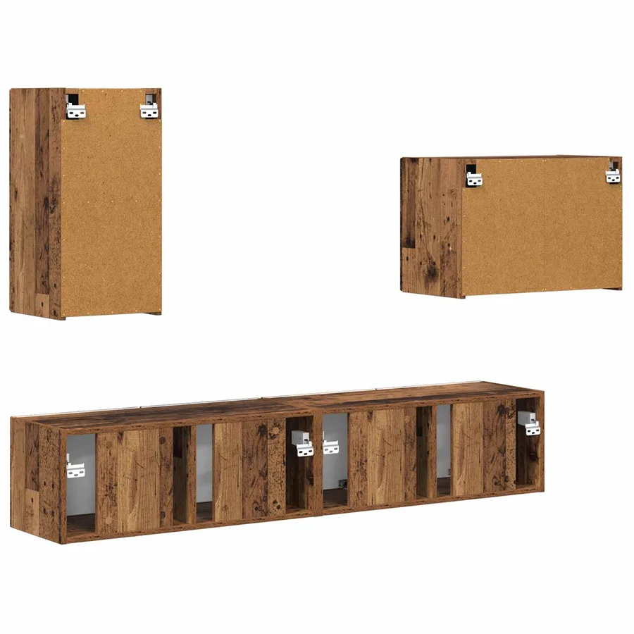Ensemble de meuble TV mural 4 pcs Bois ancien Bois d'ingénierie - 9