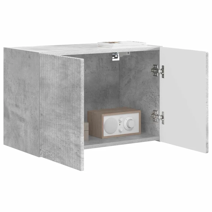 Meuble TV mural Gris béton 59,5 x 31 x 40 cm Bois d'ingénierie - 3