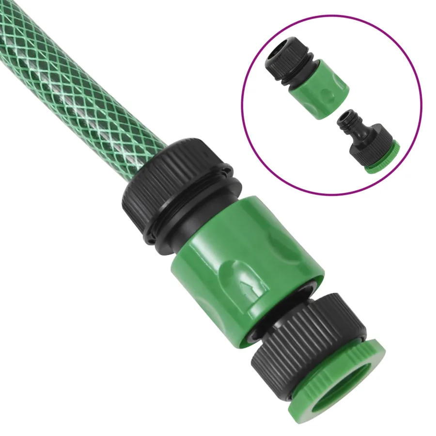 Tuyau d'arrosage avec jeu de raccords vert 0,75" 30 m PVC - 6