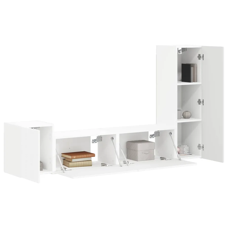 Ensemble meuble TV Montage mural 4 pcs Blanc Bois d'ingénierie - 3