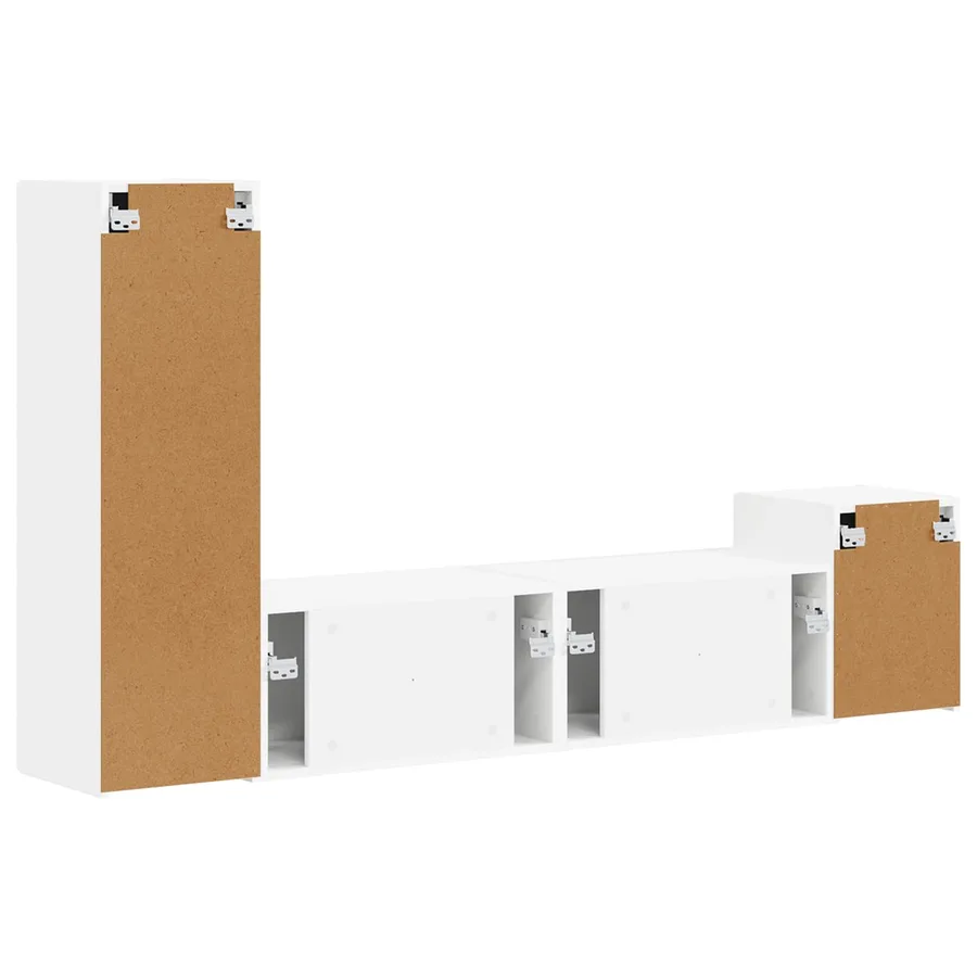 Ensemble meuble TV Montage mural 4 pcs Blanc Bois d'ingénierie - 9