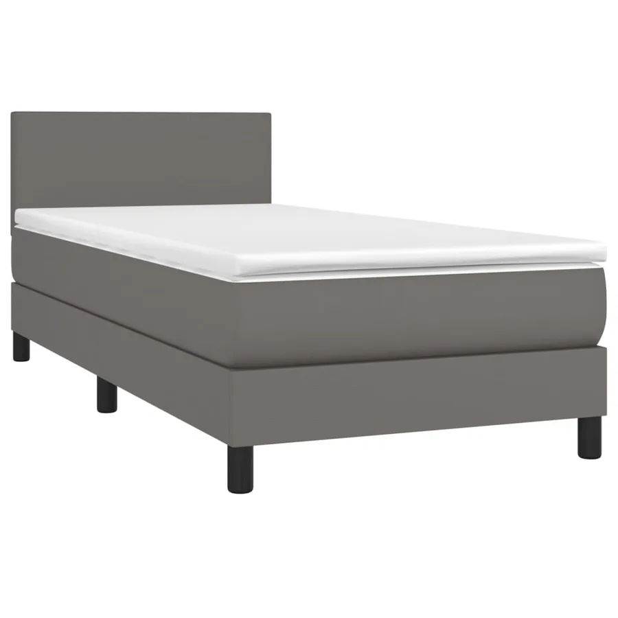 Sommier à lattes de lit et matelas et LED Gris 100x200 cm - 3