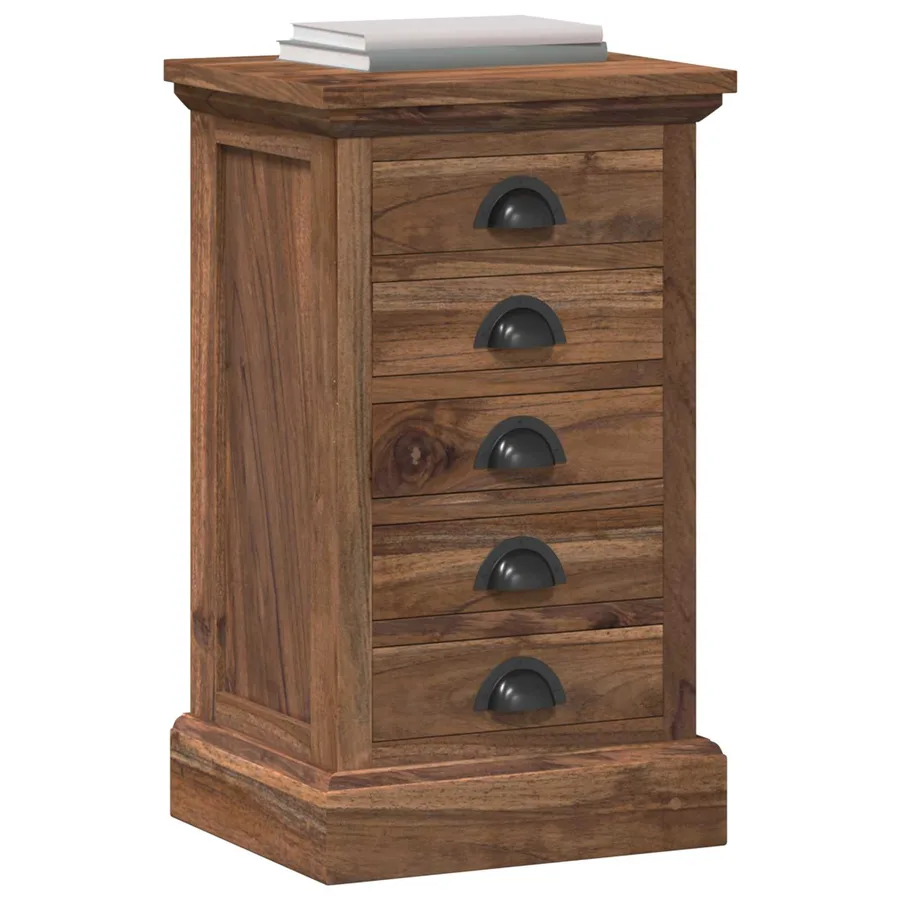 Commode avec tiroir Naturel 35 x 30 x 60 cm Bois de teck massif - 3