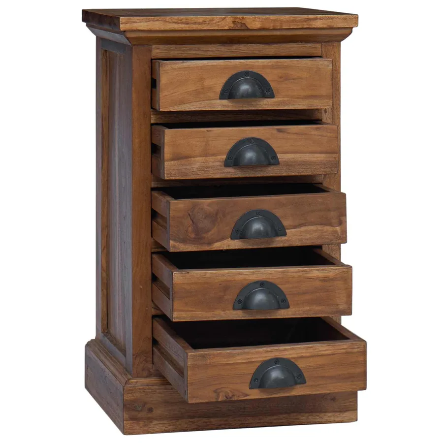Commode avec tiroir Naturel 35 x 30 x 60 cm Bois de teck massif - 5
