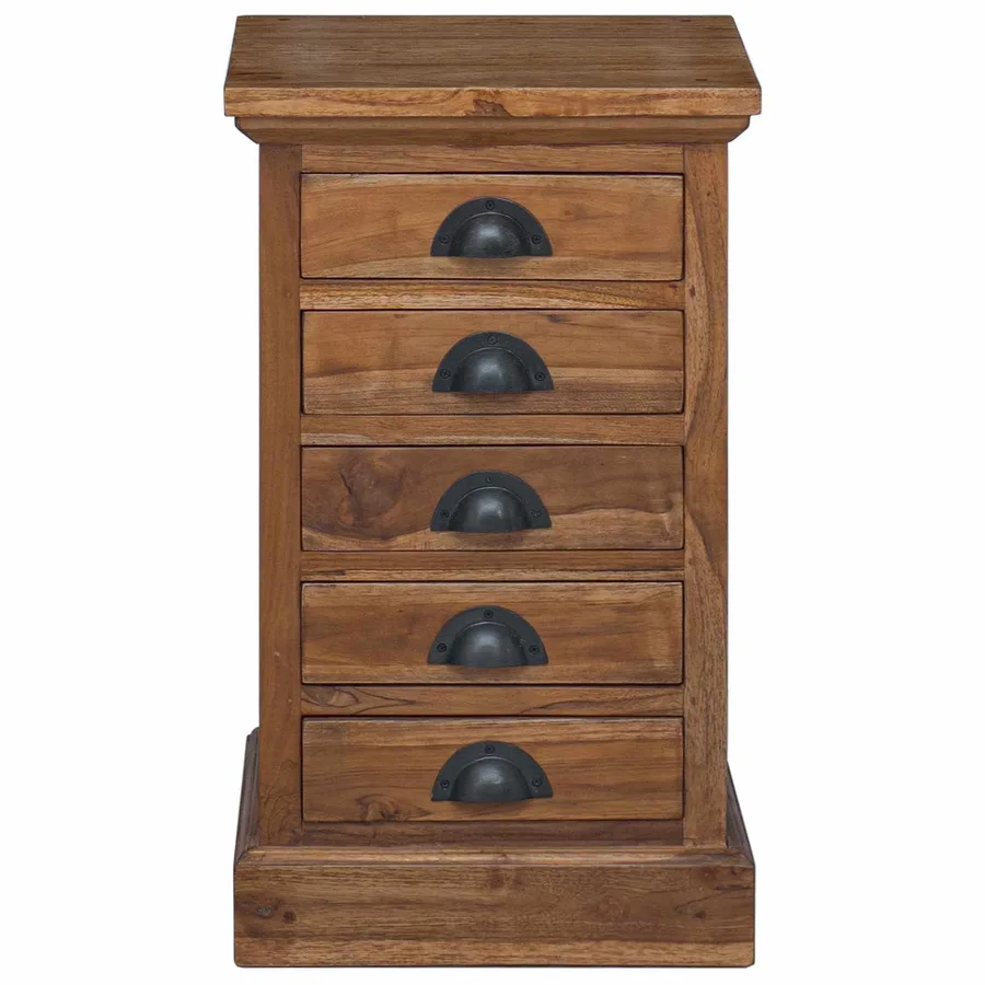 Commode avec tiroir Naturel 35 x 30 x 60 cm Bois de teck massif - 6