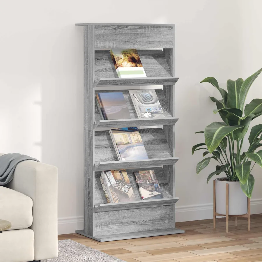 Étagère à magazines avec étagère Gris Sonoma 70 x 41 x 156 cm