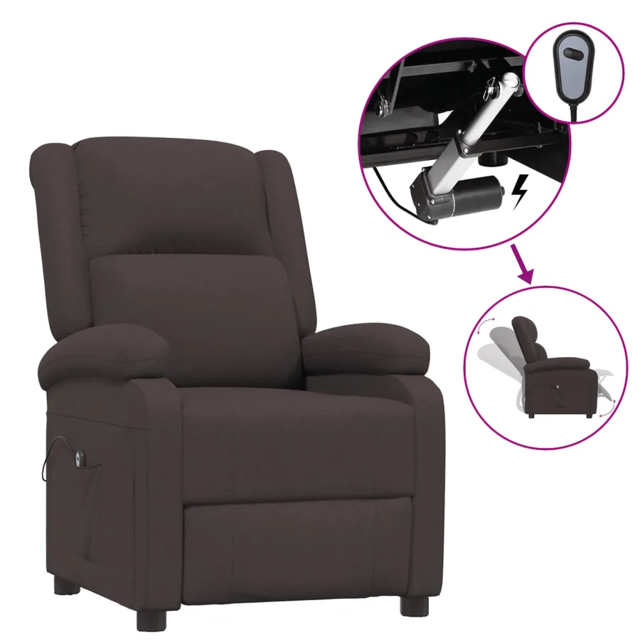 Fauteuil inclinable électrique Marron foncé Tissu - 2