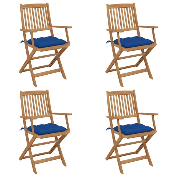 Chaises pliables de jardin lot de 4 avec coussins Bois d'acacia