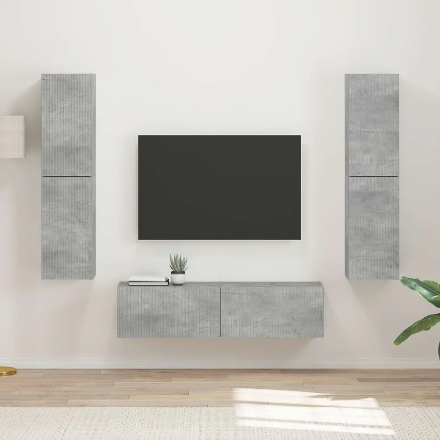 Ensemble meuble TV 6 pcs Gris béton Bois d'ingénierie