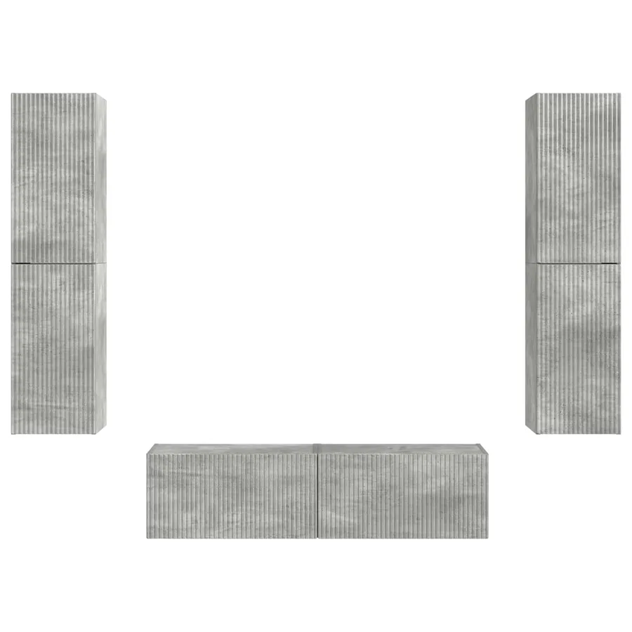 Ensemble meuble TV 6 pcs Gris béton Bois d'ingénierie - 7