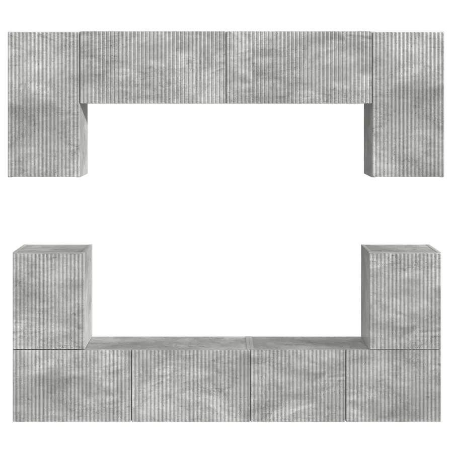 Ensemble meuble TV 5 pcs Gris béton Bois d'ingénierie - 8