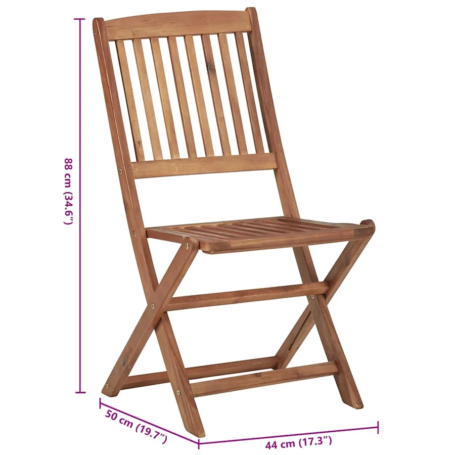 Chaises pliables de jardin lot de 4 avec coussins Bois d'acacia - 14