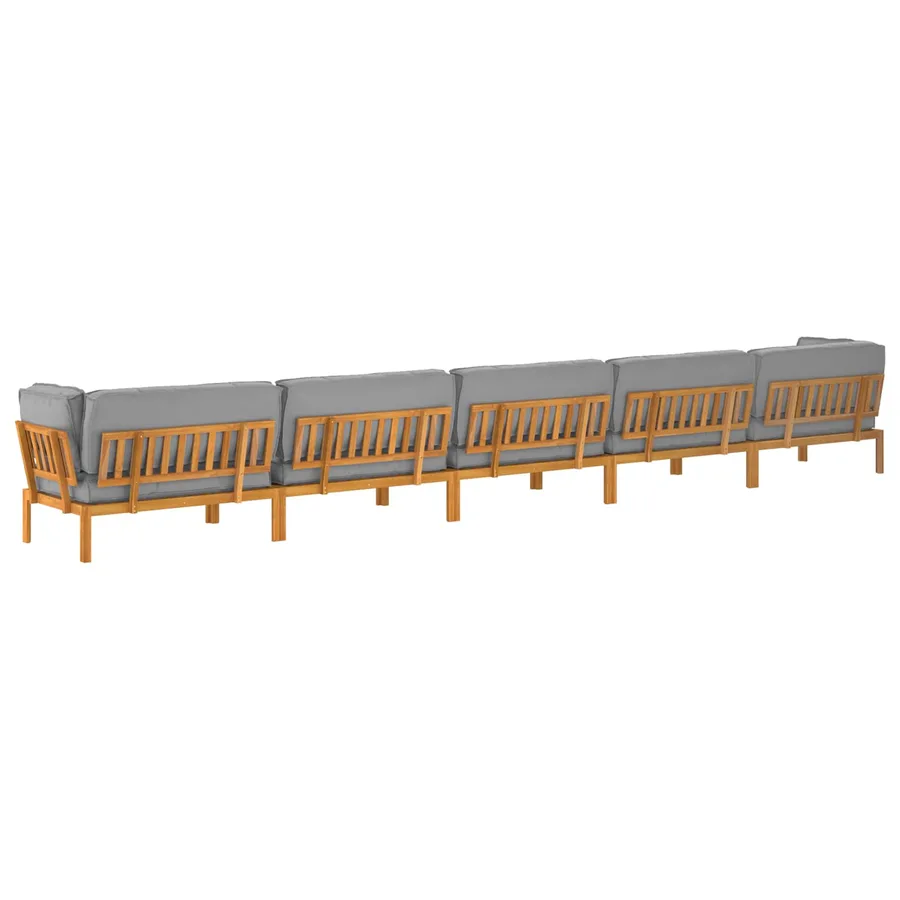 Ensemble de Canapés Uni 6 pcs Gris Bois d'Acacia Massif - 12