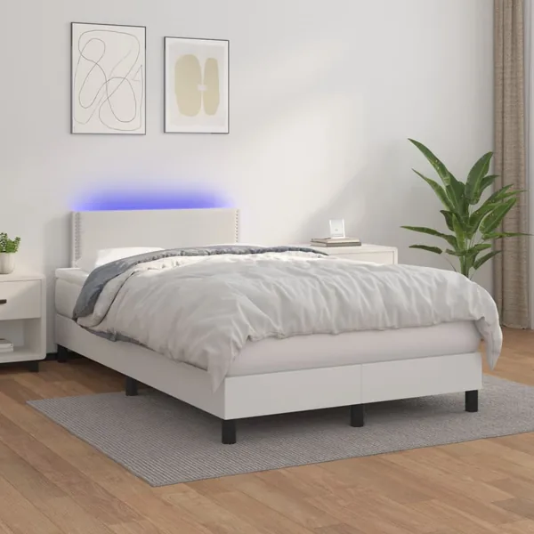 Sommier à lattes de lit avec matelas et LED Blanc 120x200 cm