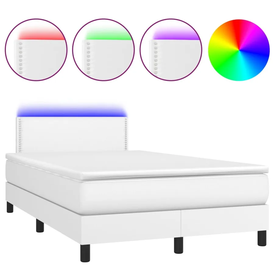 Sommier à lattes de lit avec matelas et LED Blanc 120x200 cm - 2