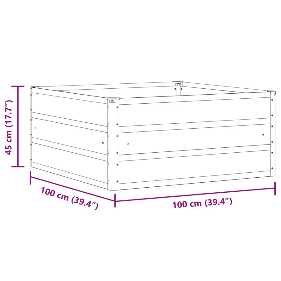 Jardinière Anthracite 100 x 100 x 45 cm Acier - 7