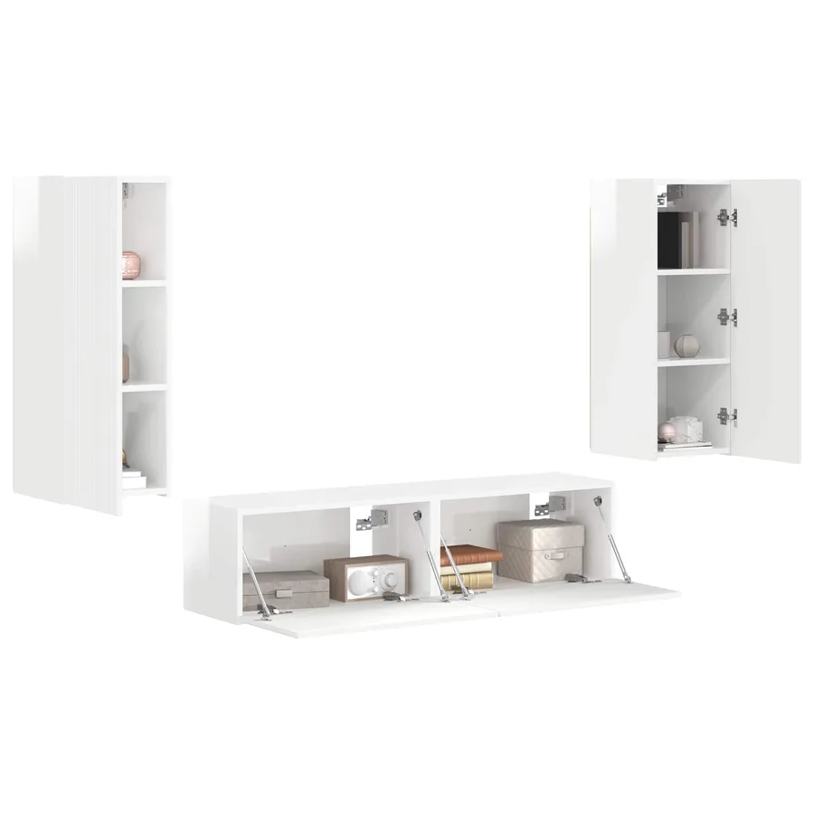 Ensemble meuble TV 2 pcs Blanc brillant Bois d'ingénierie - 3