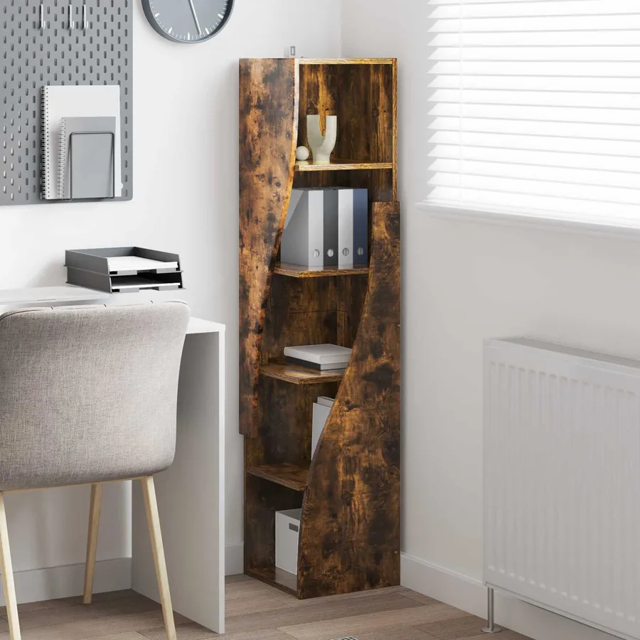 Meuble d'angle Chêne fumé 32x32x140cm Bois d'ingénierie - 4