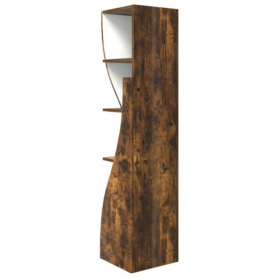 Meuble d'angle Chêne fumé 32x32x140cm Bois d'ingénierie - 7