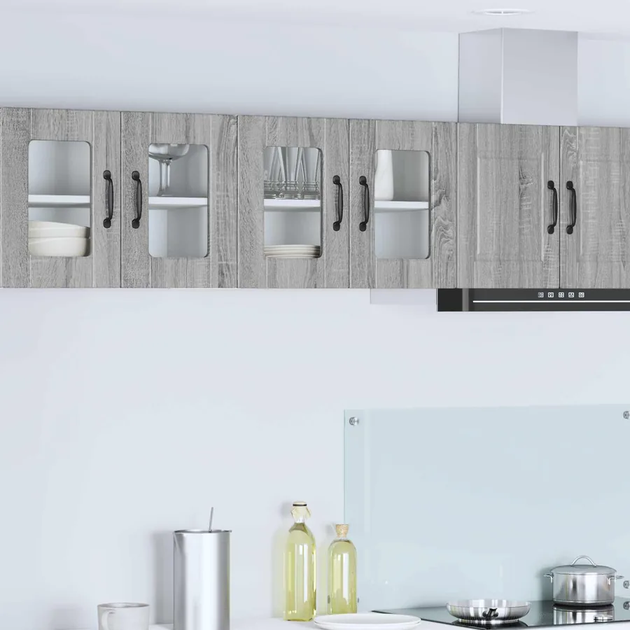 Cabinet en verre mural PORTO Gris Sonoma 60 x 31 x 40 cm
