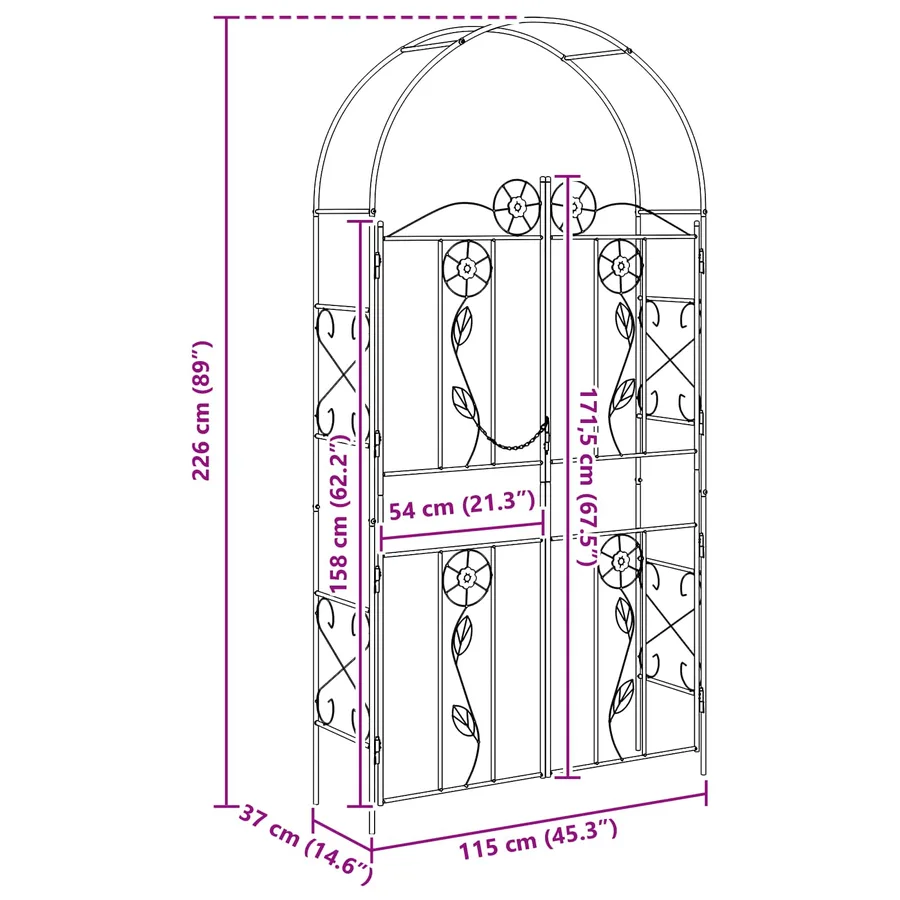 Arche de jardin Uni Vert 115 x 37 x 226 cm - 8