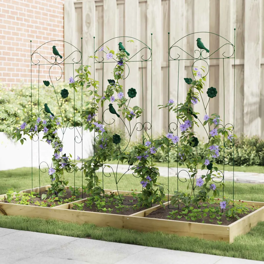 Clôture de jardin 3 pcs Vert 110 x 40 cm Acier - 4