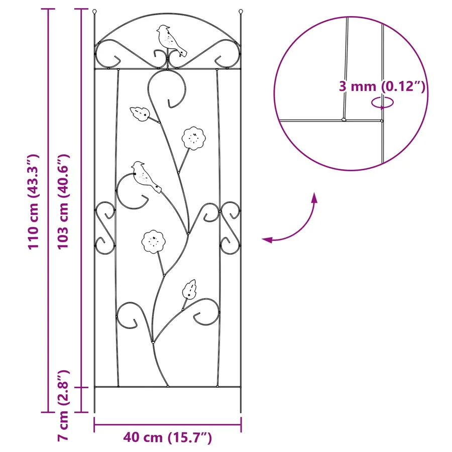 Clôture de jardin 3 pcs Vert 110 x 40 cm Acier - 9