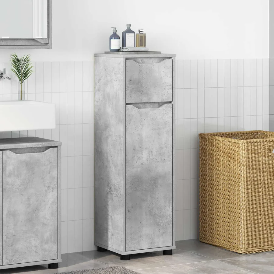Cabinet de salle de bain Gris béton 30,5 x 30 x 101 cm