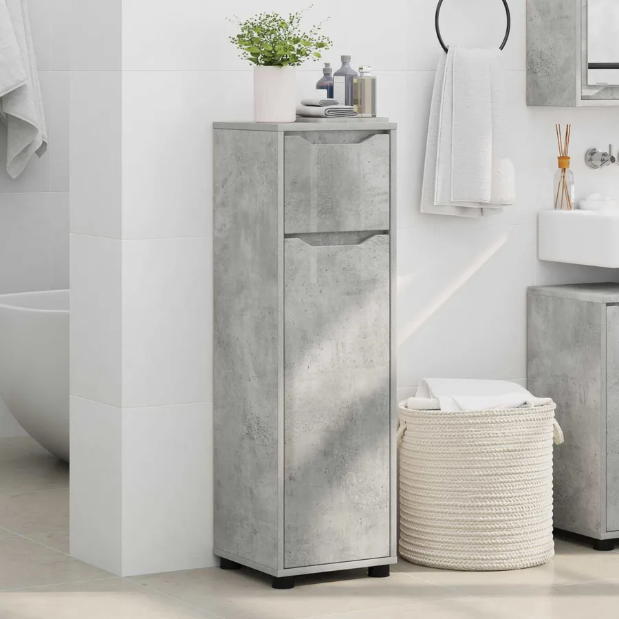 Cabinet de salle de bain Gris béton 30,5 x 30 x 101 cm - 4
