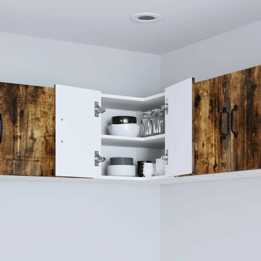Cabinet d'angle mural PORTO Chêne fumé 57 x 57 x 40 cm - 4