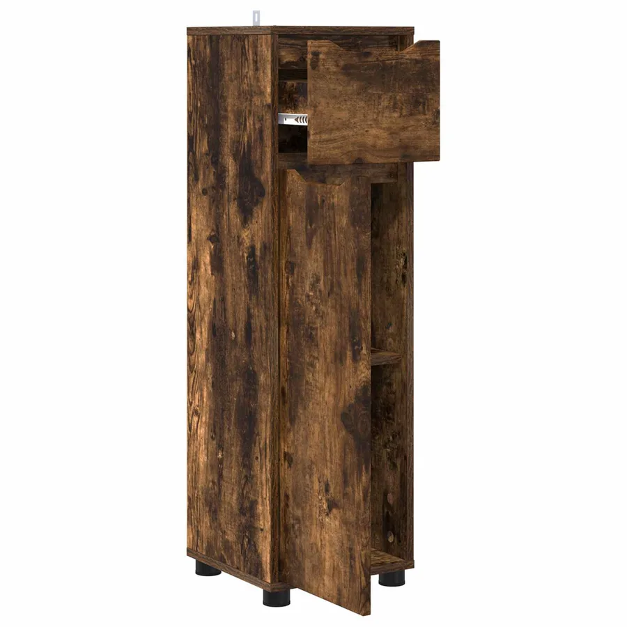 Cabinet de salle de bain Chêne fumé 30,5 x 30 x 101 cm - 5
