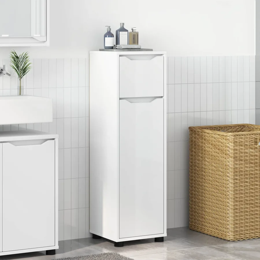 Cabinet de salle de bain avec tiroir Blanc 30,5 x 30 x 101 cm
