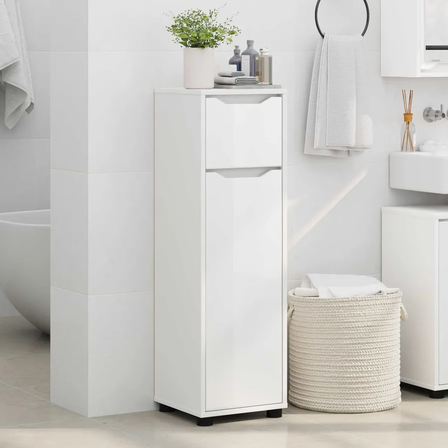 Cabinet de salle de bain avec tiroir Blanc 30,5 x 30 x 101 cm - 4