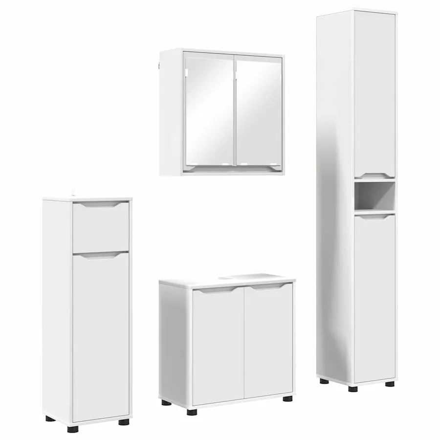 Ensemble de mobilier de salle de bain avec tiroir 4 pcs Blanc - 2