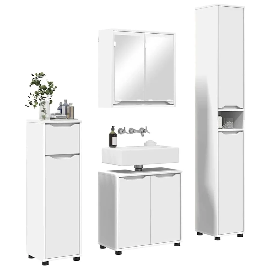 Ensemble de mobilier de salle de bain avec tiroir 4 pcs Blanc - 3