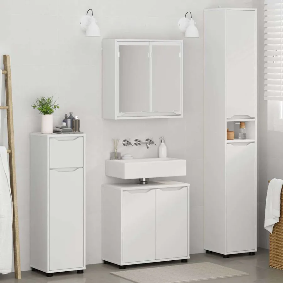Ensemble de mobilier de salle de bain avec tiroir 4 pcs Blanc - 4