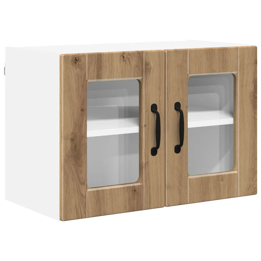 Cabinet en verre mural PORTO Chêne artisanal 60 x 31 x 40 cm - 2