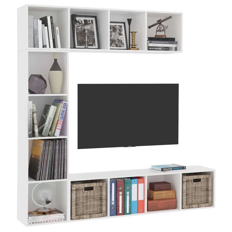 Ensemble de bibliothèque/meuble TV 3 pcs Blanc 180x30x180 cm - 3