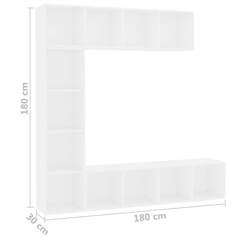 Ensemble de bibliothèque/meuble TV 3 pcs Blanc 180x30x180 cm - 6