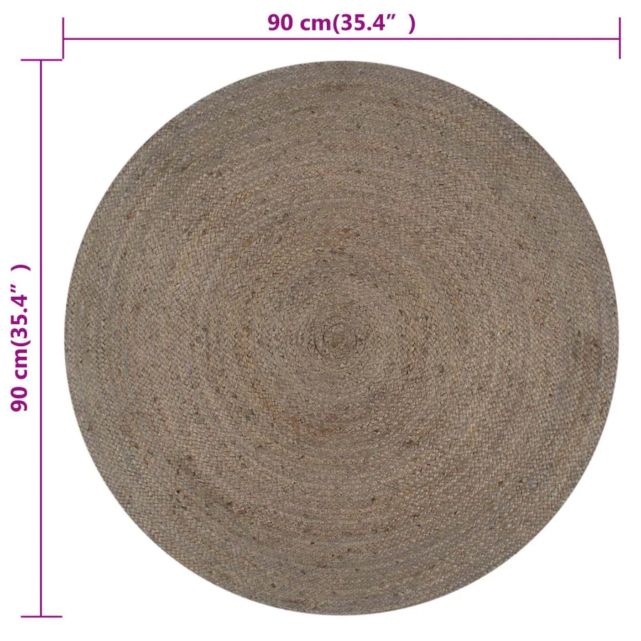 Tapis fait à la main Jute Rond 90 cm Gris - 6