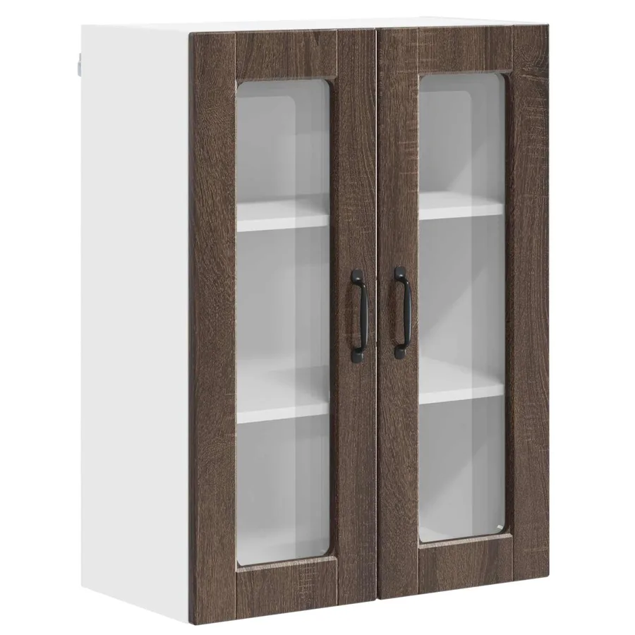 Cabinet en verre mural PORTO Chêne brun 60 x 31 x 80 cm - 2