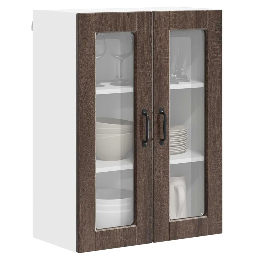Cabinet en verre mural PORTO Chêne brun 60 x 31 x 80 cm - 3