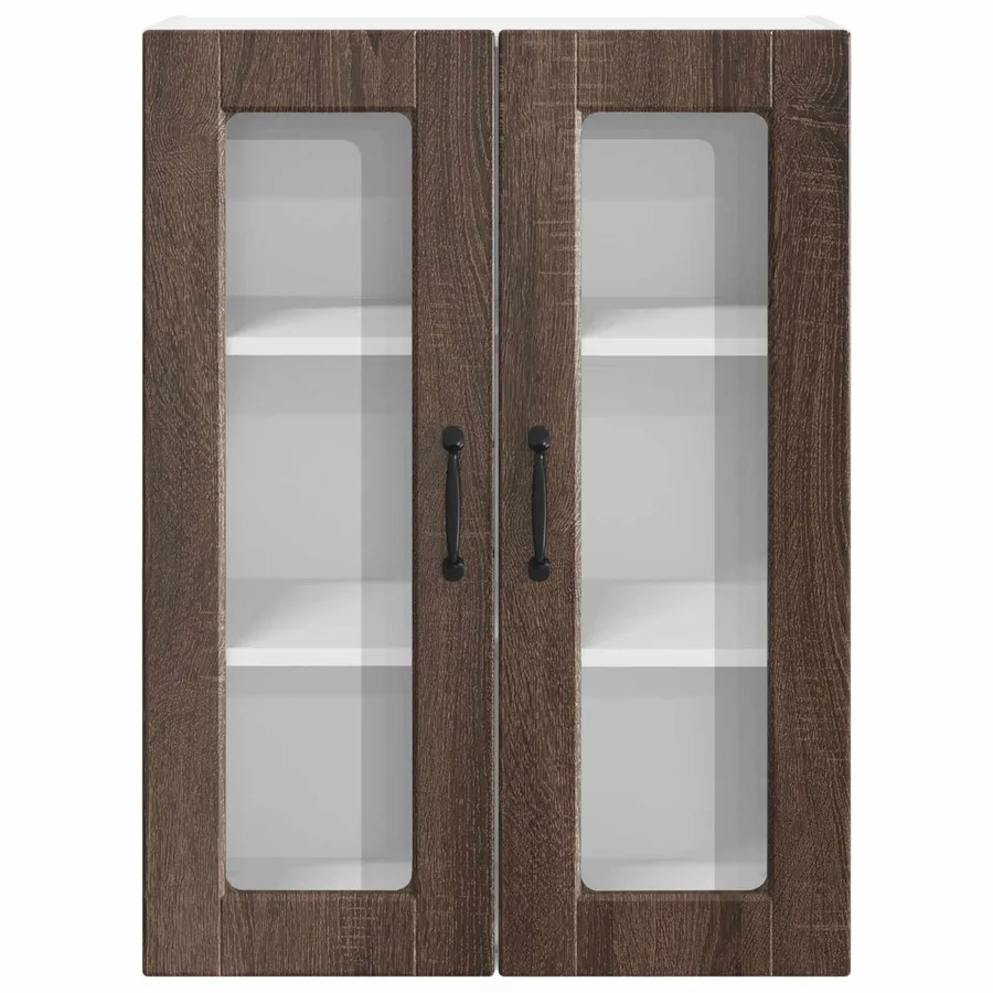 Cabinet en verre mural PORTO Chêne brun 60 x 31 x 80 cm - 6