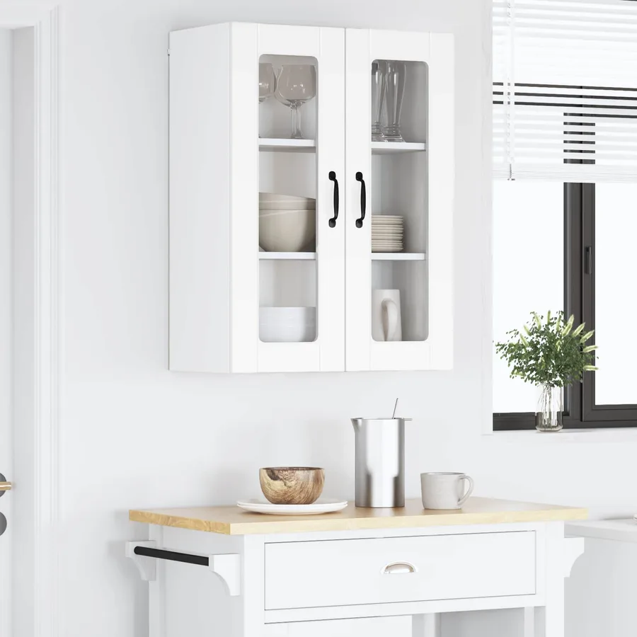 Cabinet en verre mural PORTO Blanc 60 x 31 x 80 cm - 4