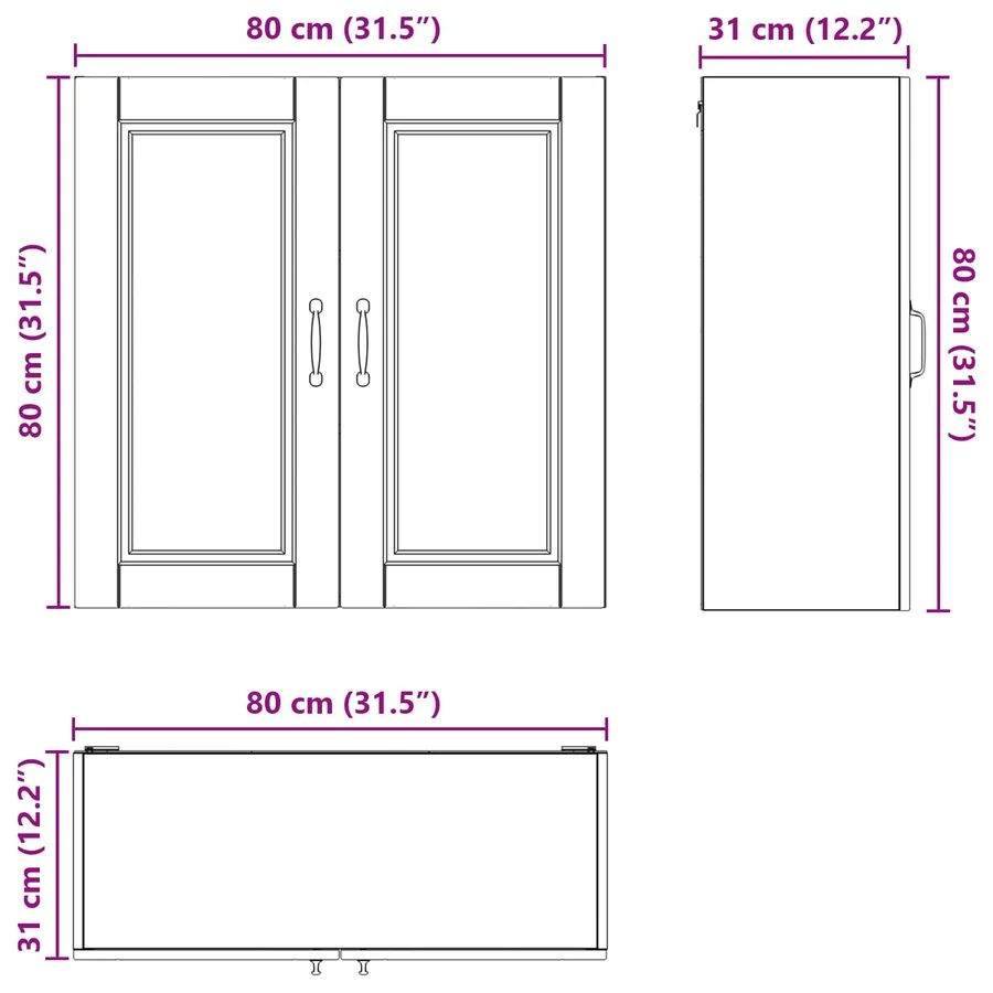 Meuble mural PORTO Blanc brillant 80 x 31 x 80 cm - 13