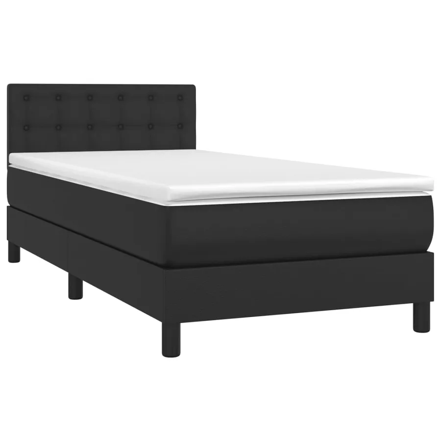 Sommier à lattes de lit avec matelas Noir 90x200 cm Similicuir - 3