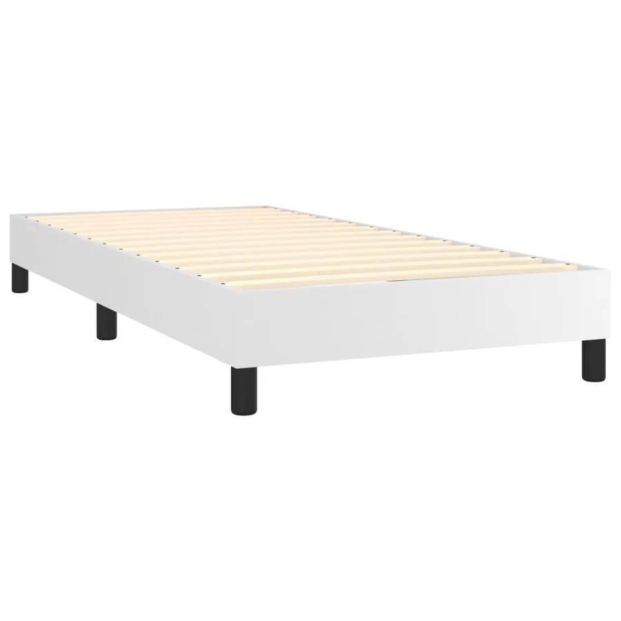 Sommier à lattes de lit avec matelas Blanc 90x200 cm Similicuir - 5