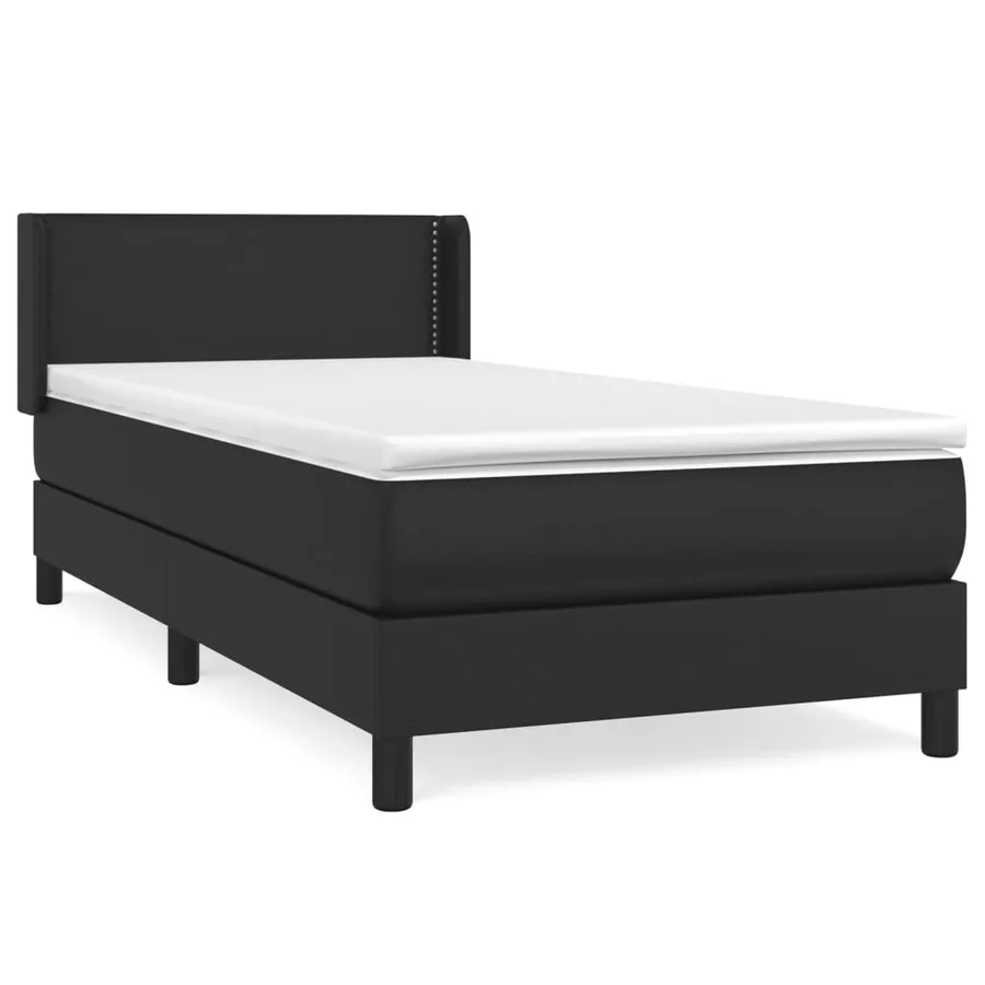 Sommier à lattes de lit avec matelas Noir 90x200 cm Similicuir - 2